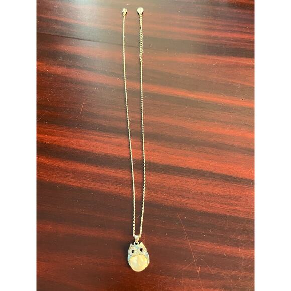 Mestige Owl Necklace Silver Tone Cubic Zirconia Mother of Pearl 22" Whimsigoth - Picture 3 of 6